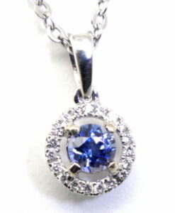 .30ct. Benitoite Pendant with .04cts. Diamond 18kt White Gold