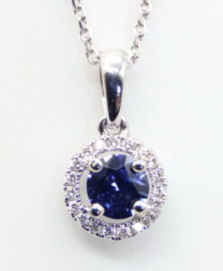 Alternative view of .24ct. Benitoite Pendant with .04cts. Diamond 18kt White Gold